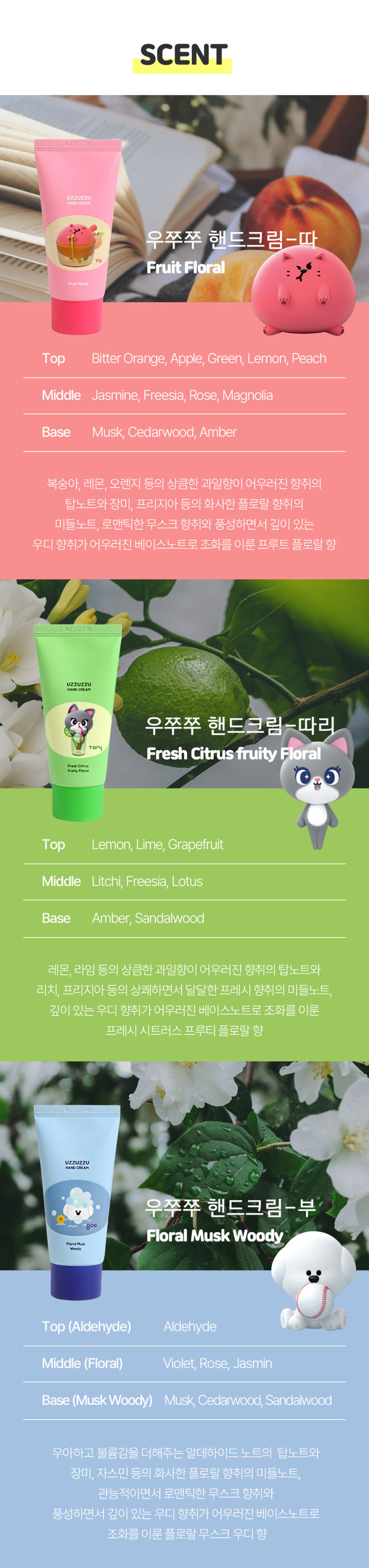 우쭈쭈마이펫 캐릭터 향좋은 고보습 수분 모이스춰 핸드크림 따리 (TARI)